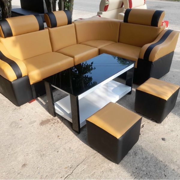 Thanh lý bộ sofa góc L bọc da kèm bàn giá rẻ