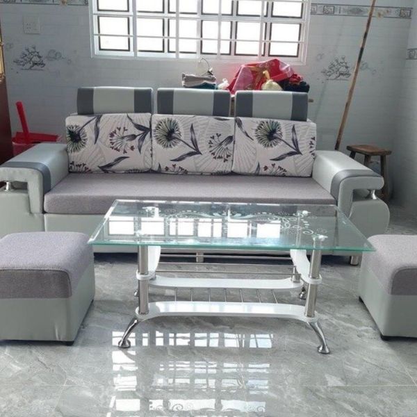 Thanh lý bộ sofa mini kèm bàn màu xám mới 99%