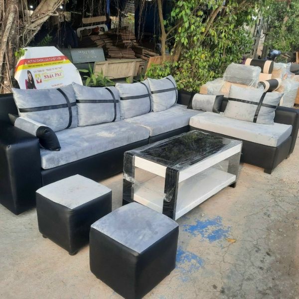 Thanh lý bộ sofa phòng khách bọc nỉ tồn kho