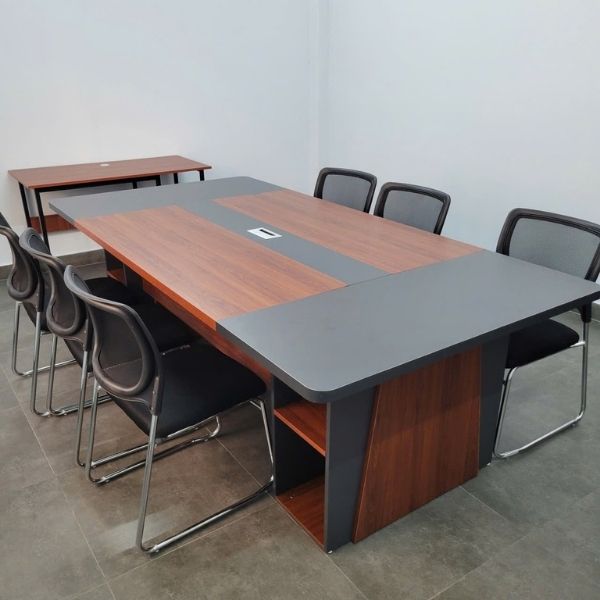 Thanh lý bàn họp 2m4 mặt gỗ MDF cao cấp mới 98%