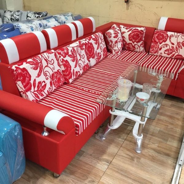 Thanh lý bộ sofa góc L gia đình màu đỏ mới 98%