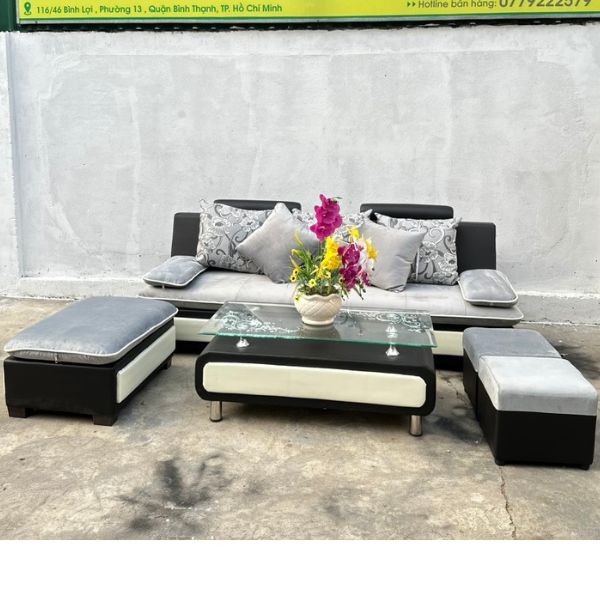 Bộ sofa gia đình bọc nỉ cao cấp tồn kho