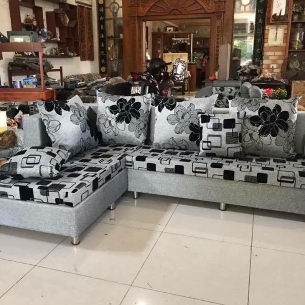 Bộ sofa góc L bọc nỉ gia đình tồn kho