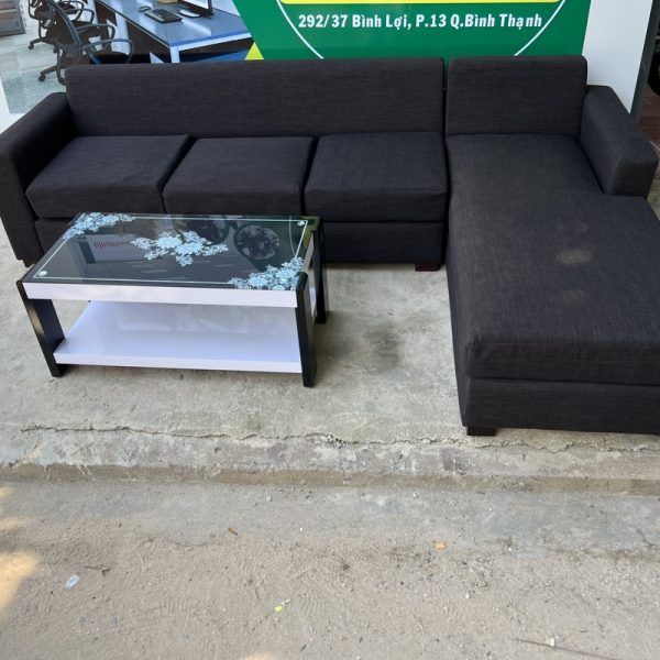 Thanh lý bộ sofa góc L bọc nỉ màu nâu mới 95%