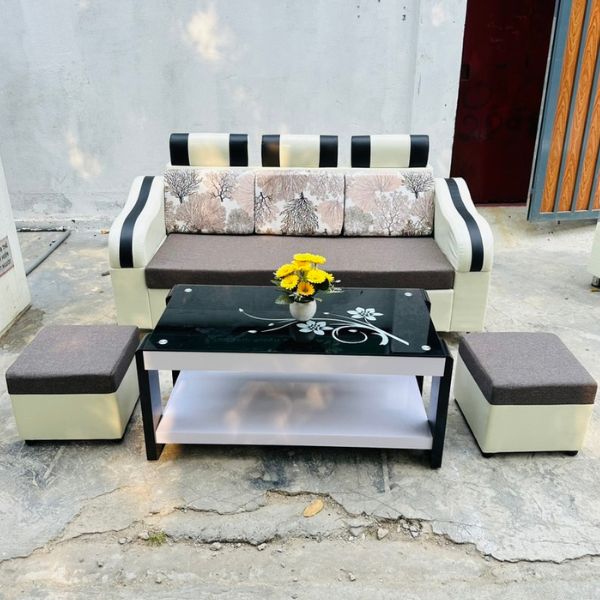 Bộ sofa tiếp khách màu nâu kem tồn kho