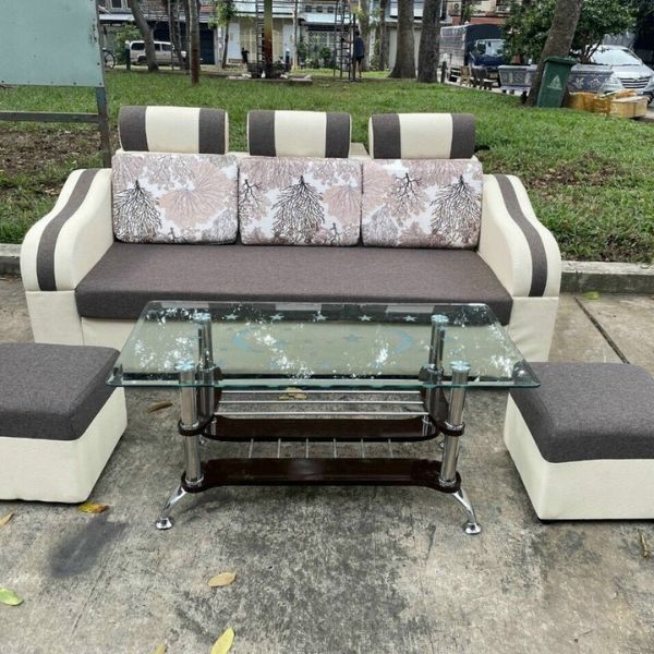 Bộ sofa tiếp khách màu nâu tồn kho