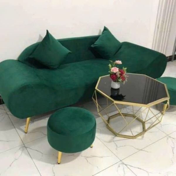 Thanh lý bộ sofa bọc nỉ màu xanh mới 99%