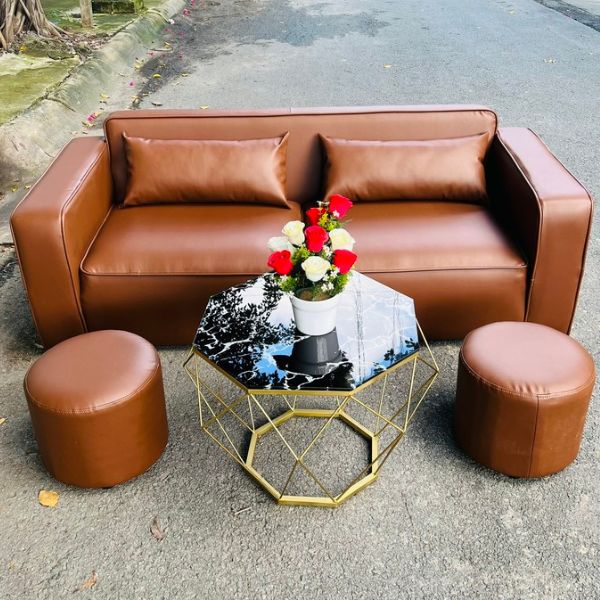 Bộ sofa tiếp khách văn phòng màu nâu mới 100%