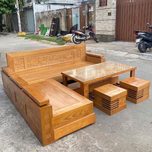 Bộ bàn ghế salon gỗ phòng khách thanh lý