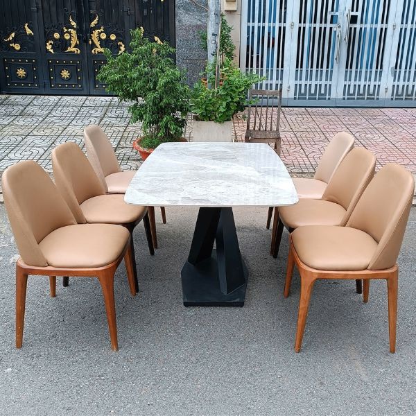 Thanh lý Bộ bàn ăn 6 ghế mặt đá tự nhiên cao cấp