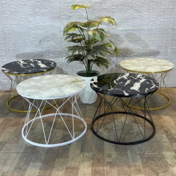 Bàn sofa mặt kính cường lực giả đá khung sơn tĩnh điện