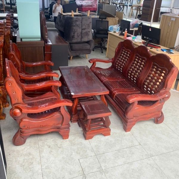 Thanh lý Bộ salon gỗ tràm 5 món như mới