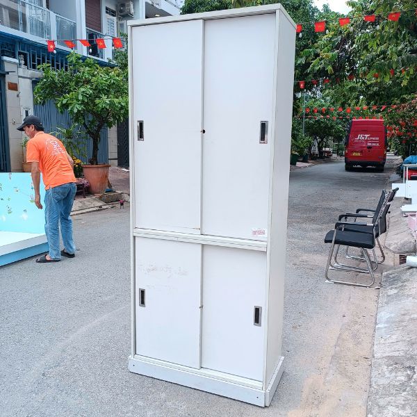 Thanh lý Tủ hồ sơ, tủ đựng tài liệu văn phòng 2 cánh màu xám