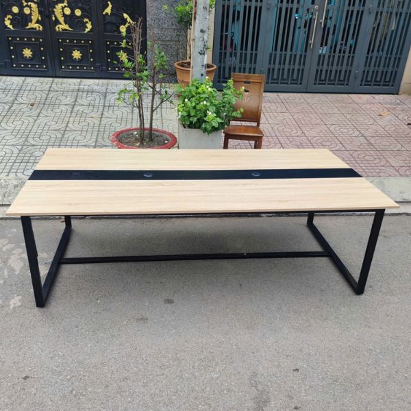 Bàn họp chân sắt 1m2x2m4 mặt gỗ MDF dày đẹp giá rẻ
