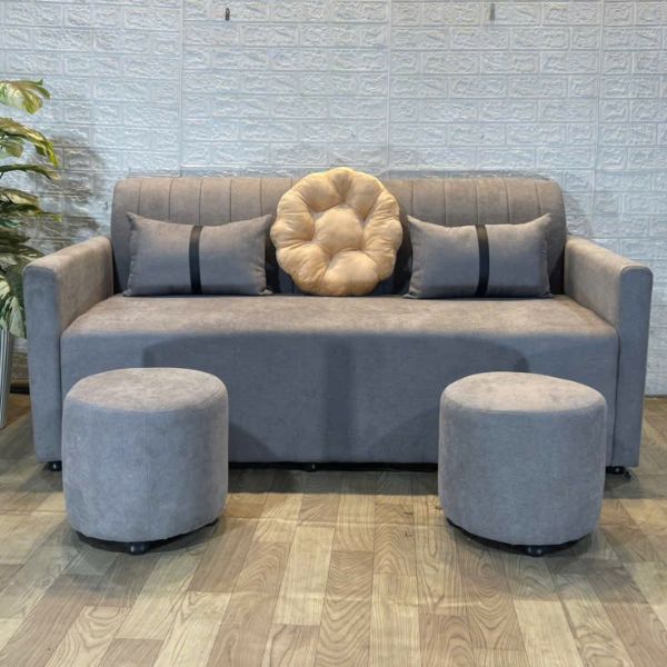Sofa hiện đại bọc vải nỉ màu xám sang trọng bền đẹp
