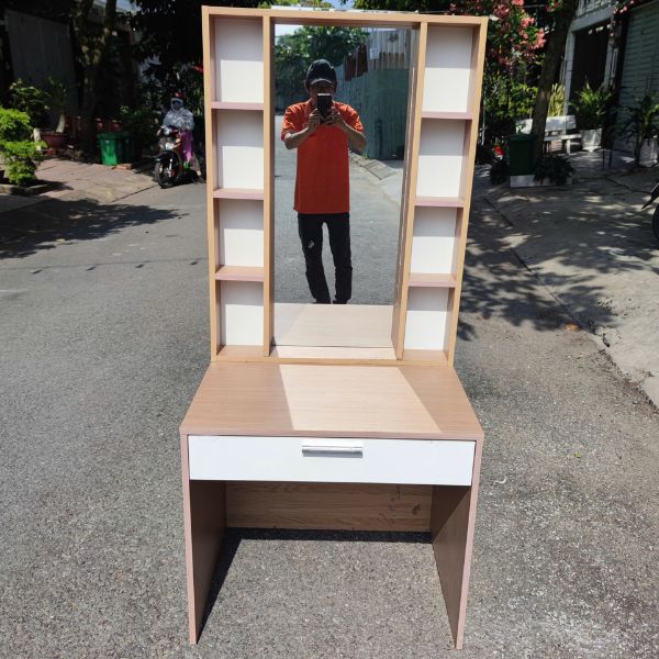 Bàn phấn, bàn trang điểm gỗ MDF cũ màu nâu