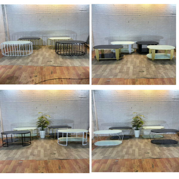 Bàn trà sofa Oval 2 tầng mặt kính (4 mẫu)