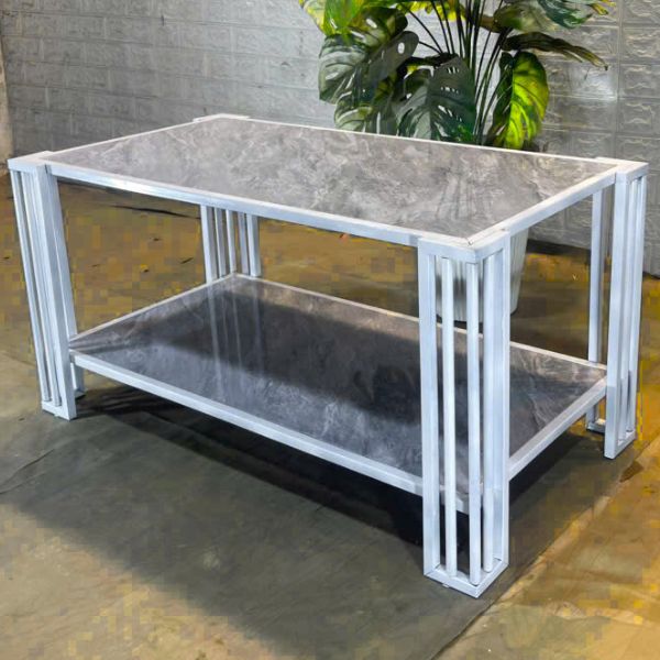 Bàn trà sofa kính 2 tầng vân đá sang trọng