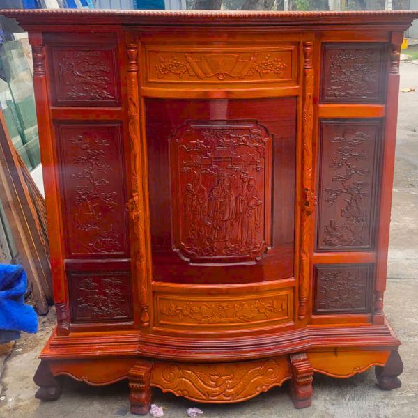 Tủ thờ gỗ gõ đỏ cũ dày dặn mới 95%