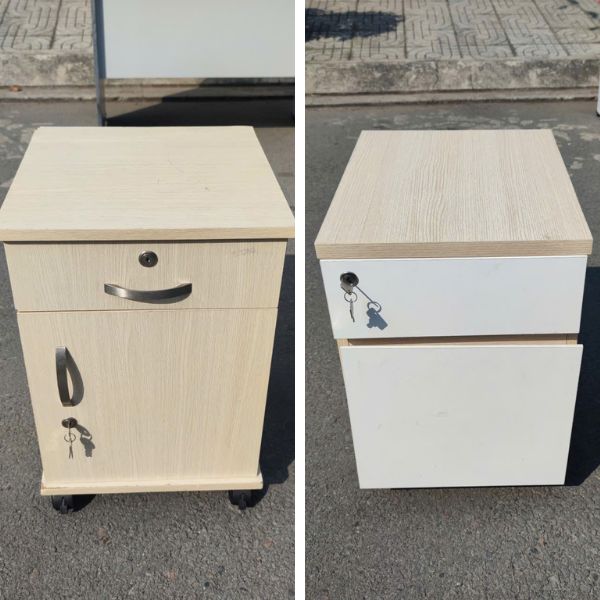 Thanh lý tủ cabin, hộc tủ di động màu trắng 2 ngăn