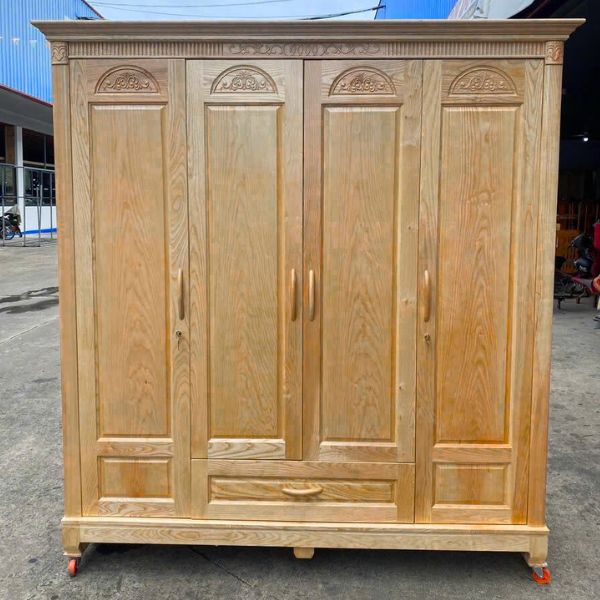 Tủ quần áo gỗ sồi tự nhiên 4 cánh giá rẻ giao nhanh