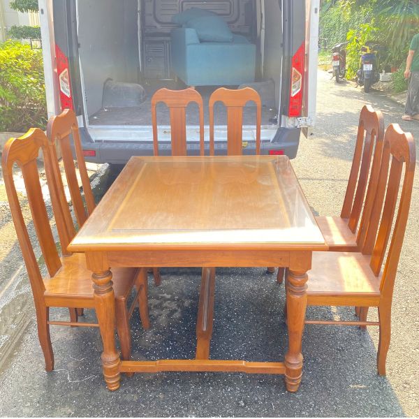 Bộ bàn ăn gõ đỏ 6 ghế cao cấp mới 95%