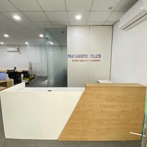 Quầy lễ tân văn phòng chữ L MDF thanh lý giá rẻ