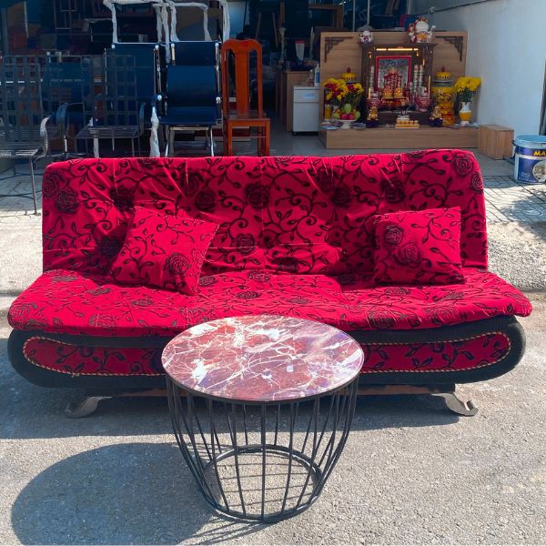Thanh lý sofa bed vải đỏ cũ chất lượng