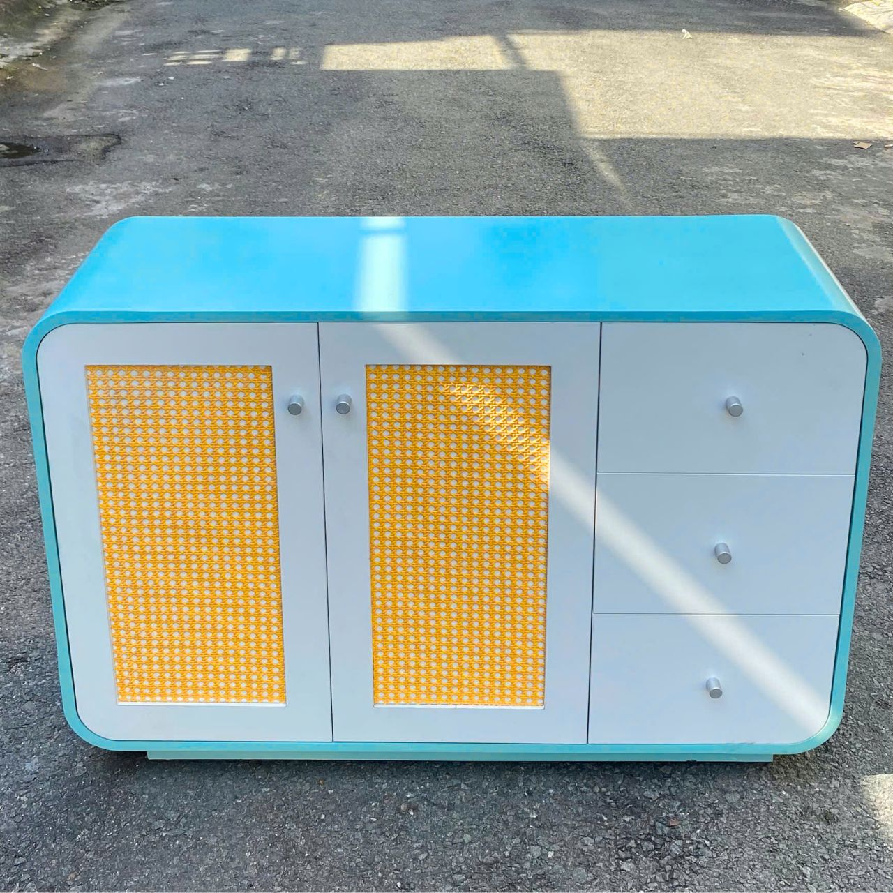 Tủ gỗ 2 cánh, tủ giày decor bo cong hiện đại