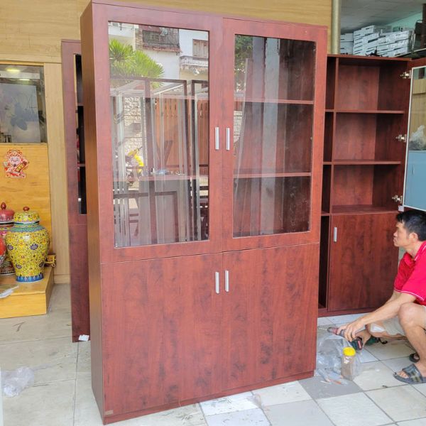 Tủ hồ sơ văn phòng cửa kính 1mx2m sang trọng