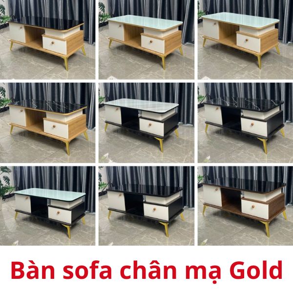 Bàn sofa gỗ chân Gold thiết kế sang trọng hiện đại
