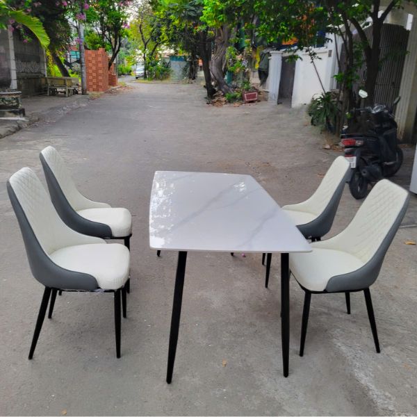 Bộ bàn ăn mặt đá Ceramic Sheraton 4 ghế cao cấp
