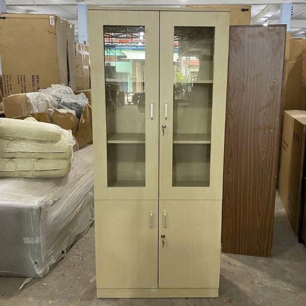 Tủ hồ sơ văn phòng kính 2 cánh màu kem tiện lợi