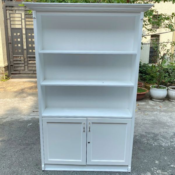 Tủ kệ trưng bày gỗ MDF trắng 1m2x2m1 thanh lý giá rẻ