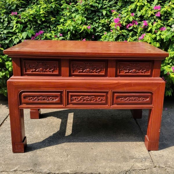 Bàn Án gian thờ Gia tiên xịn gỗ gõ đỏ triện sen mới 95%