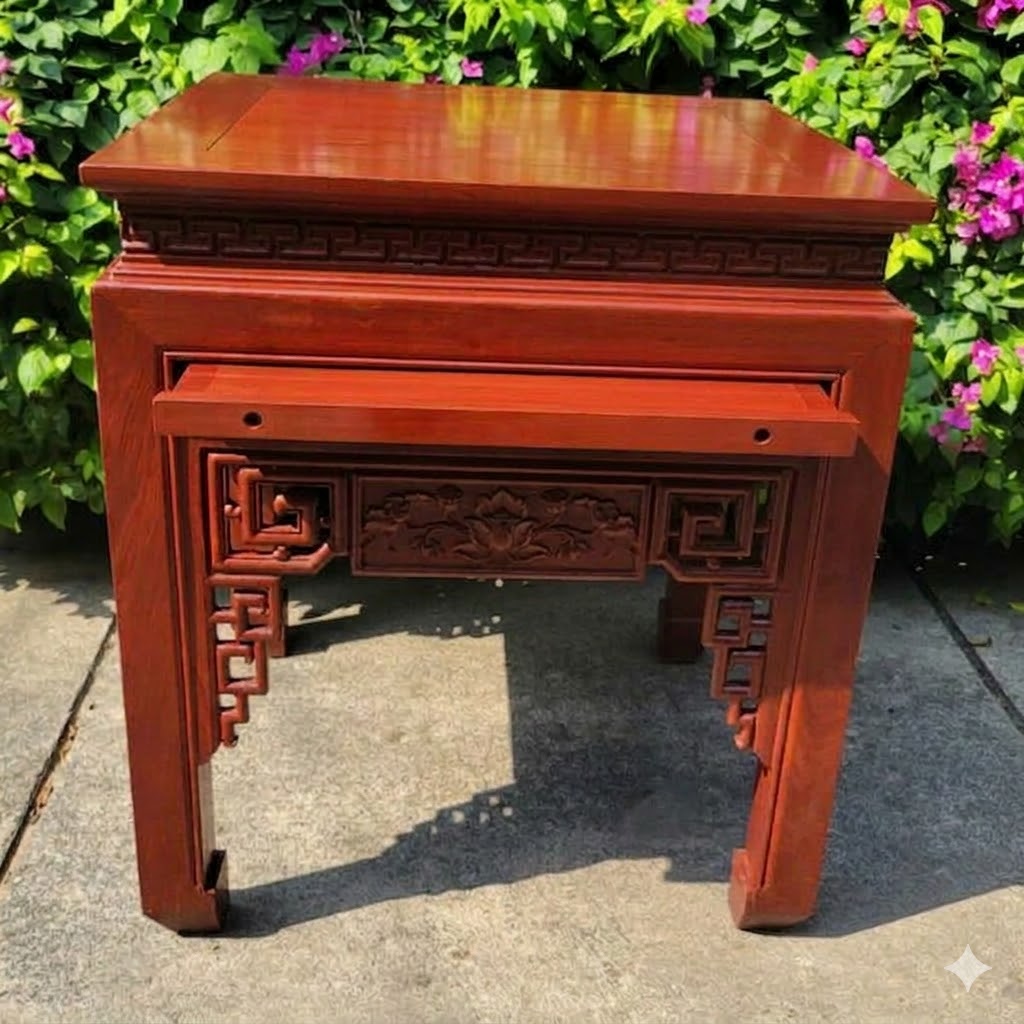 Bàn thờ gỗ gõ đỏ xịn 80cmx90cm thanh lý giao nhanh