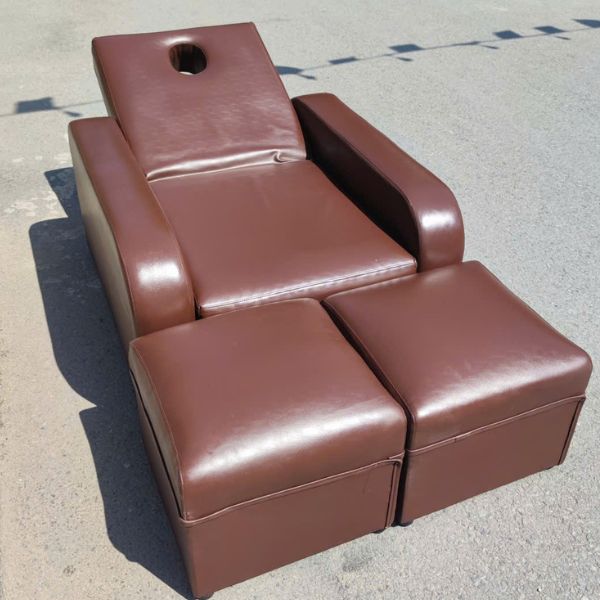 Ghế massage chân bọc da nâu nâng hạ thanh lý