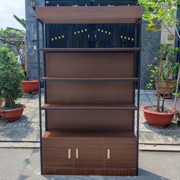 Thanh lý kệ trưng bày gỗ MDF khung sắt hiện đại