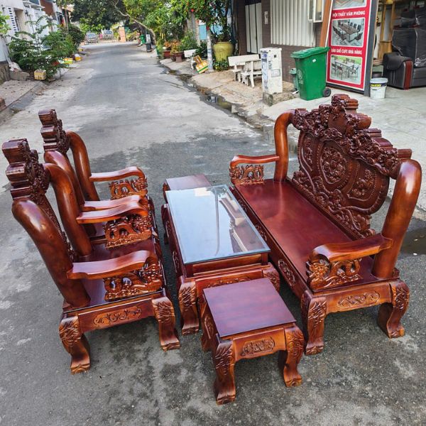 Bộ salon gỗ chạm Rồng cao cấp tay 14 to bản giá tốt